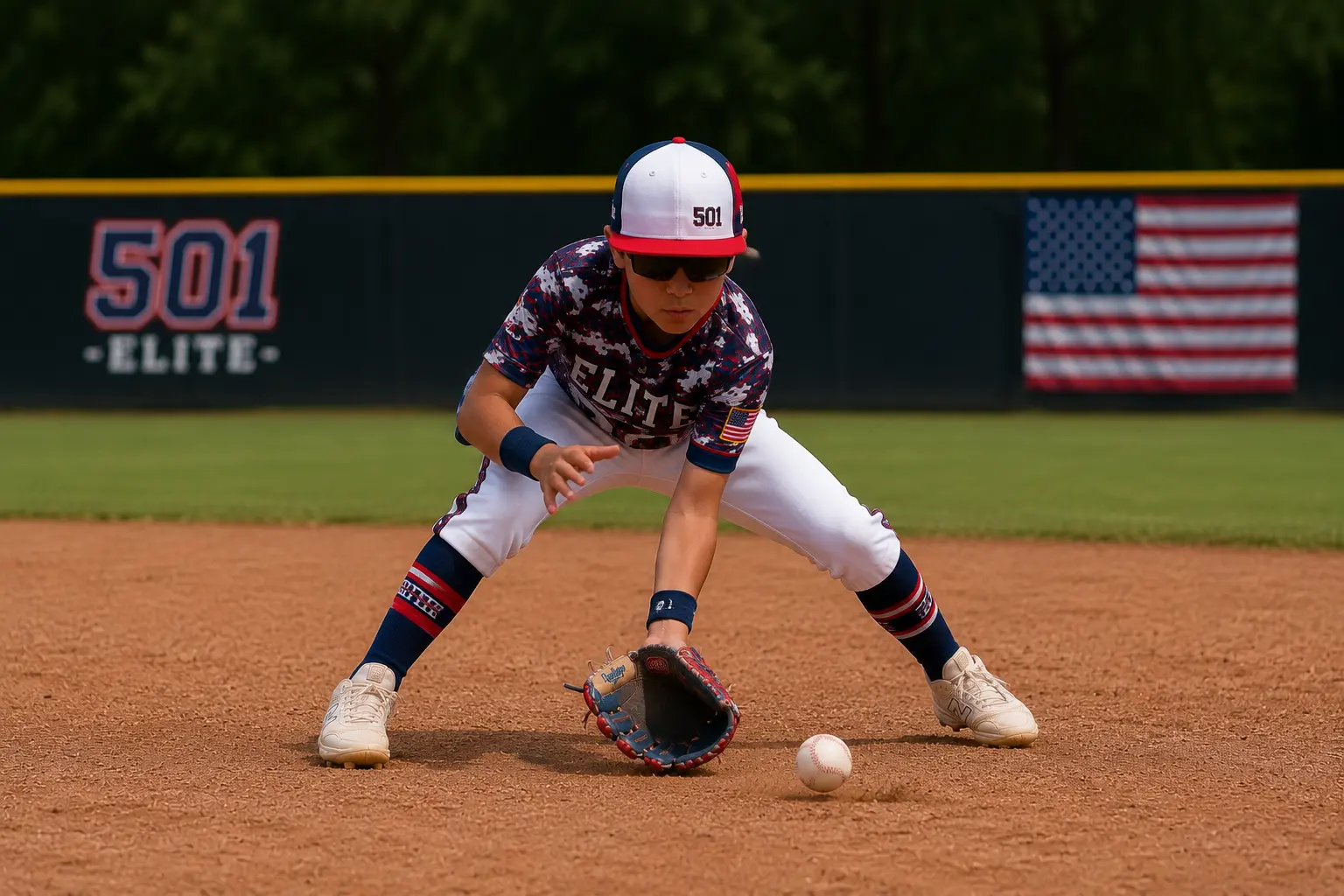 501 Elite youth baseball player fielding