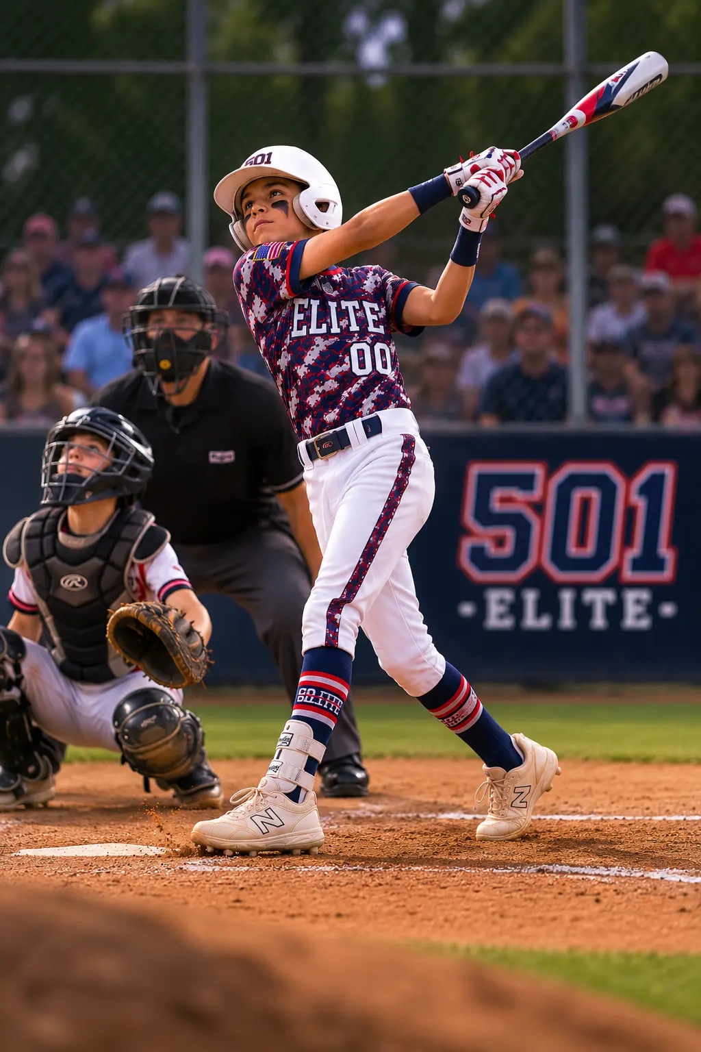 501 Elite youth baseball player hitting