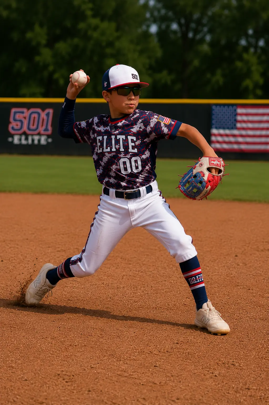 501 Elite youth baseball player throwing